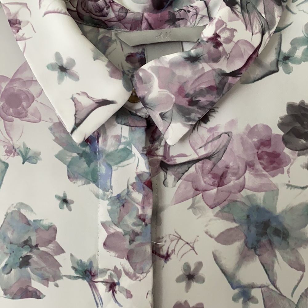 H&M flowers shirt white size 8 - Picture 4 of 12